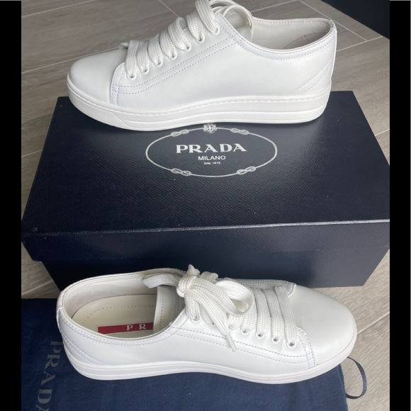 Prada white leather sneakers - Picture 5 of 8